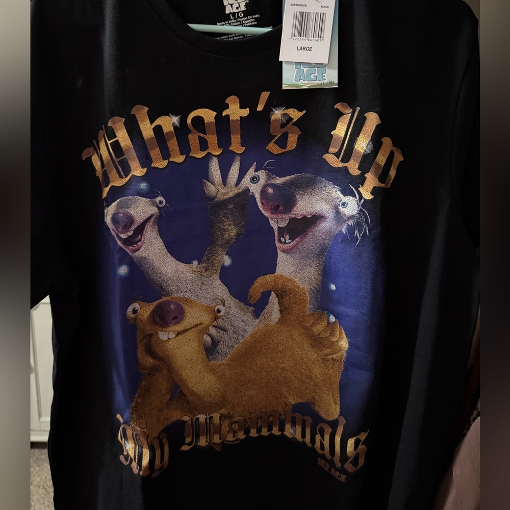 Black Graphic Tee with Cartoon Print